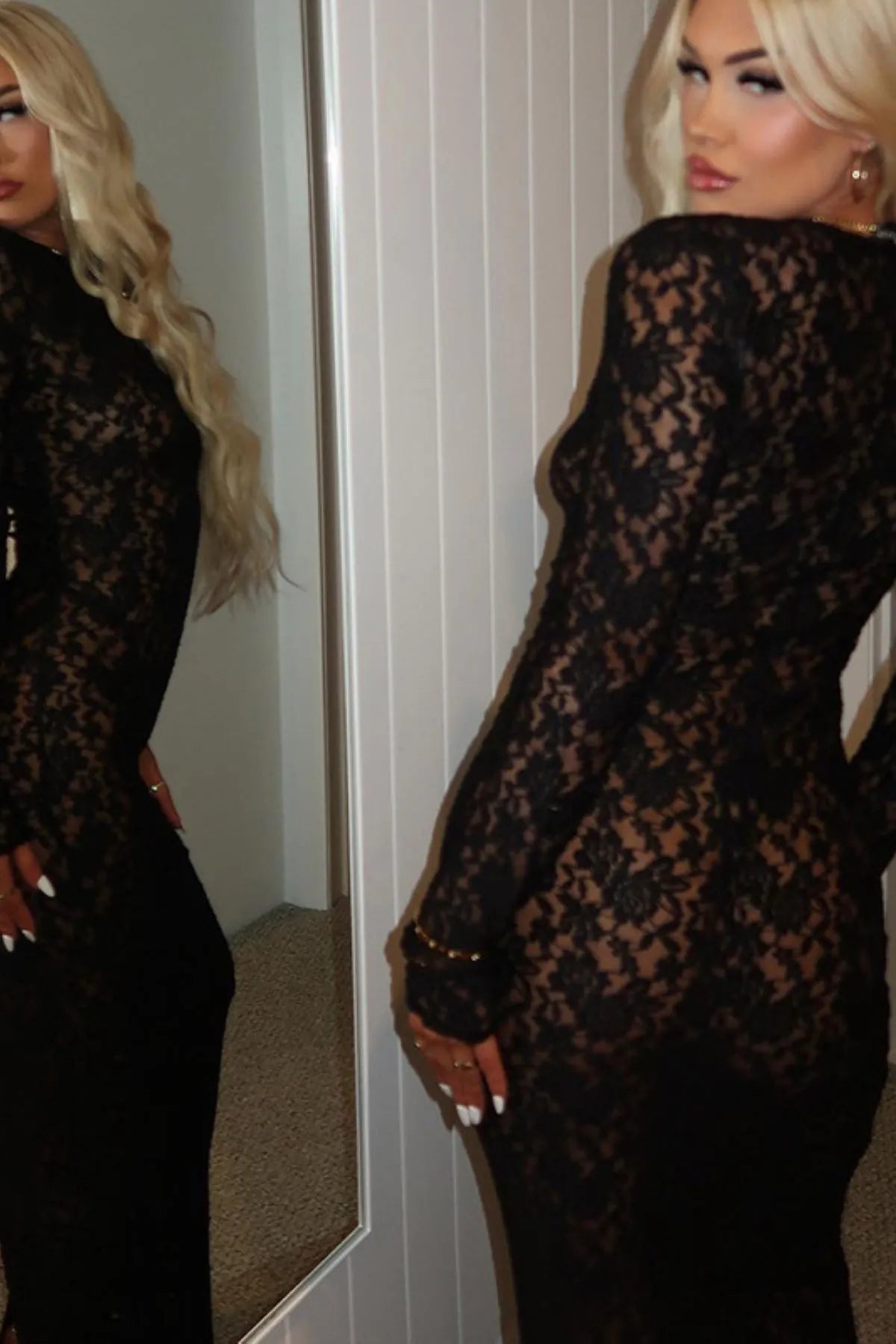 Long Sleeve Sheer Dress