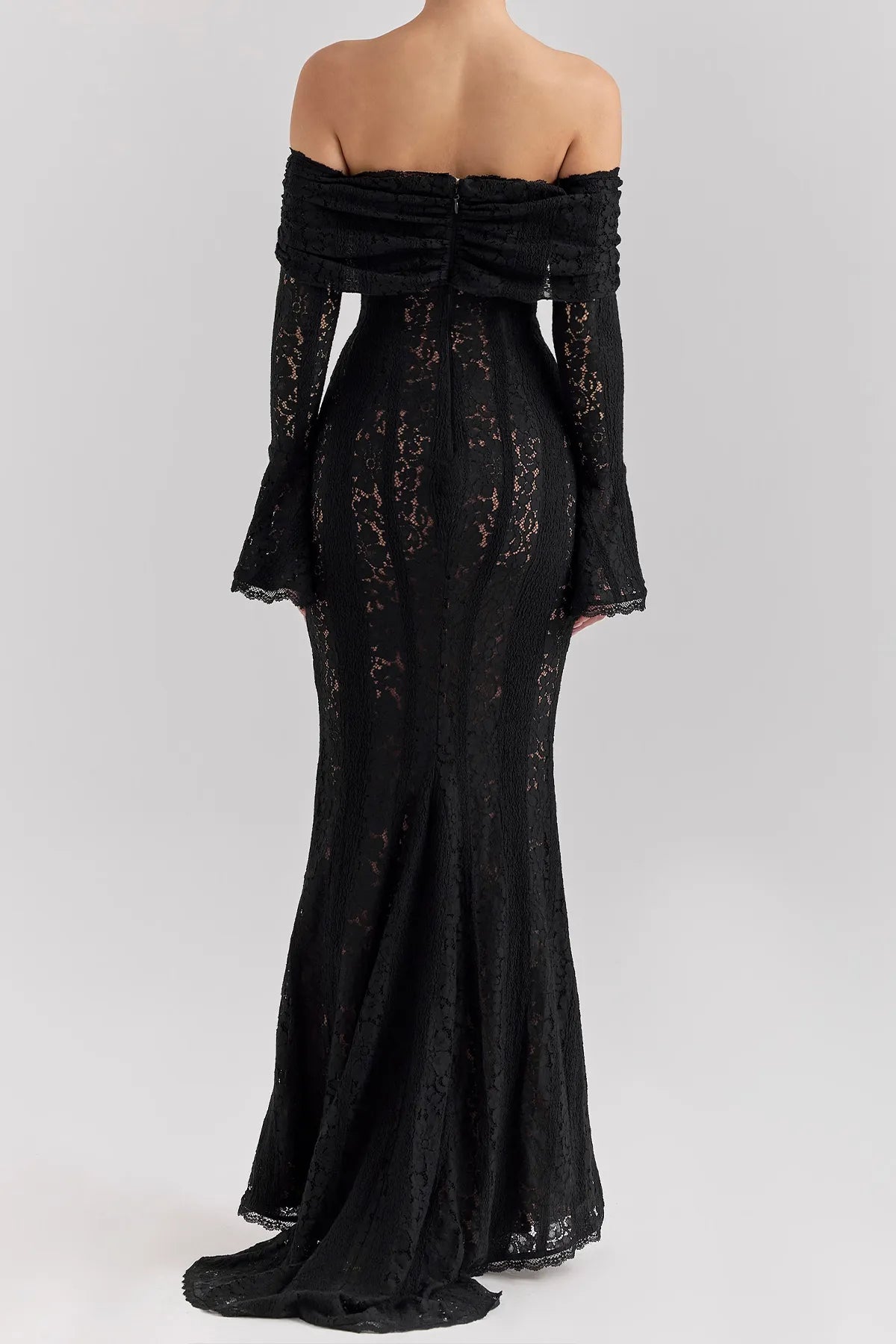 Off-Shoulder Floral Lace Mermaid Gown