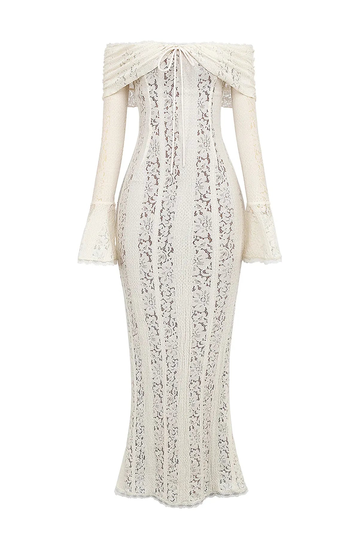 Off-Shoulder Floral Lace Mermaid Gown