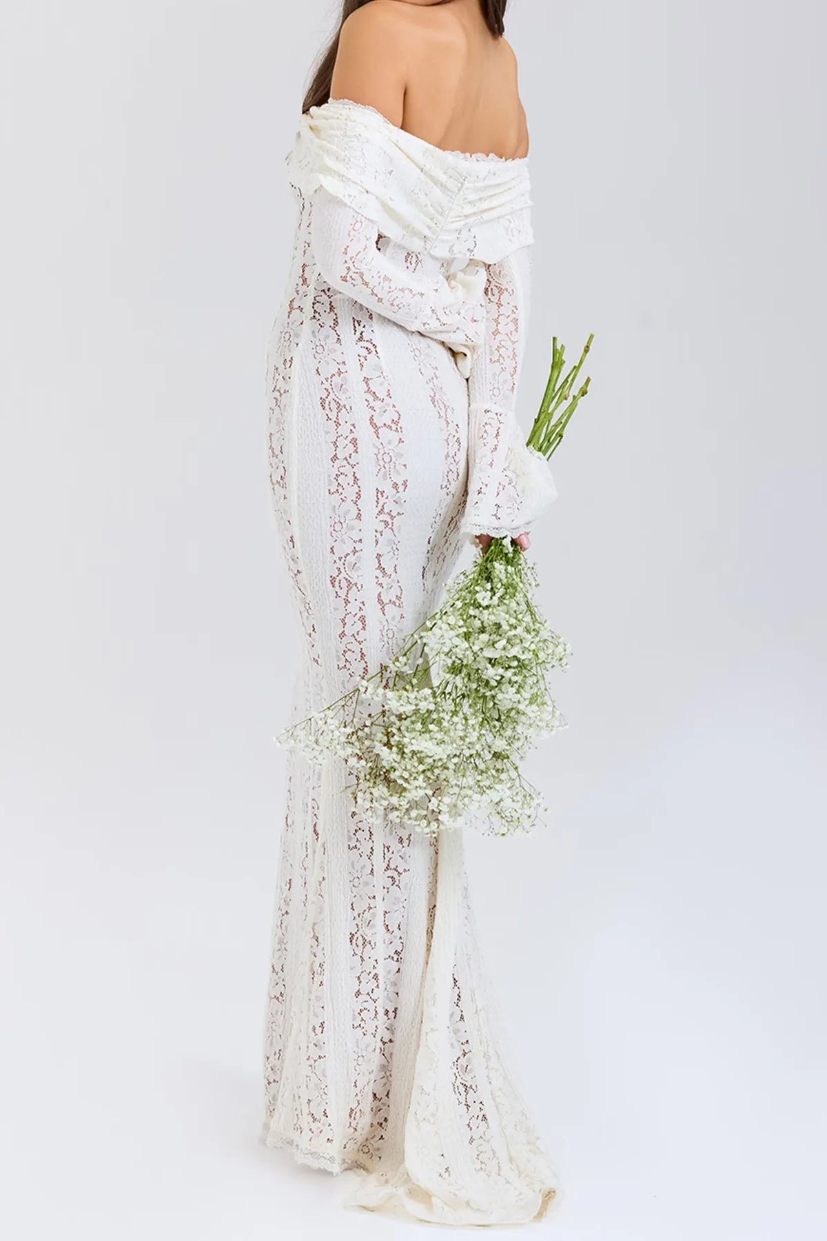 Off-Shoulder Floral Lace Mermaid Gown