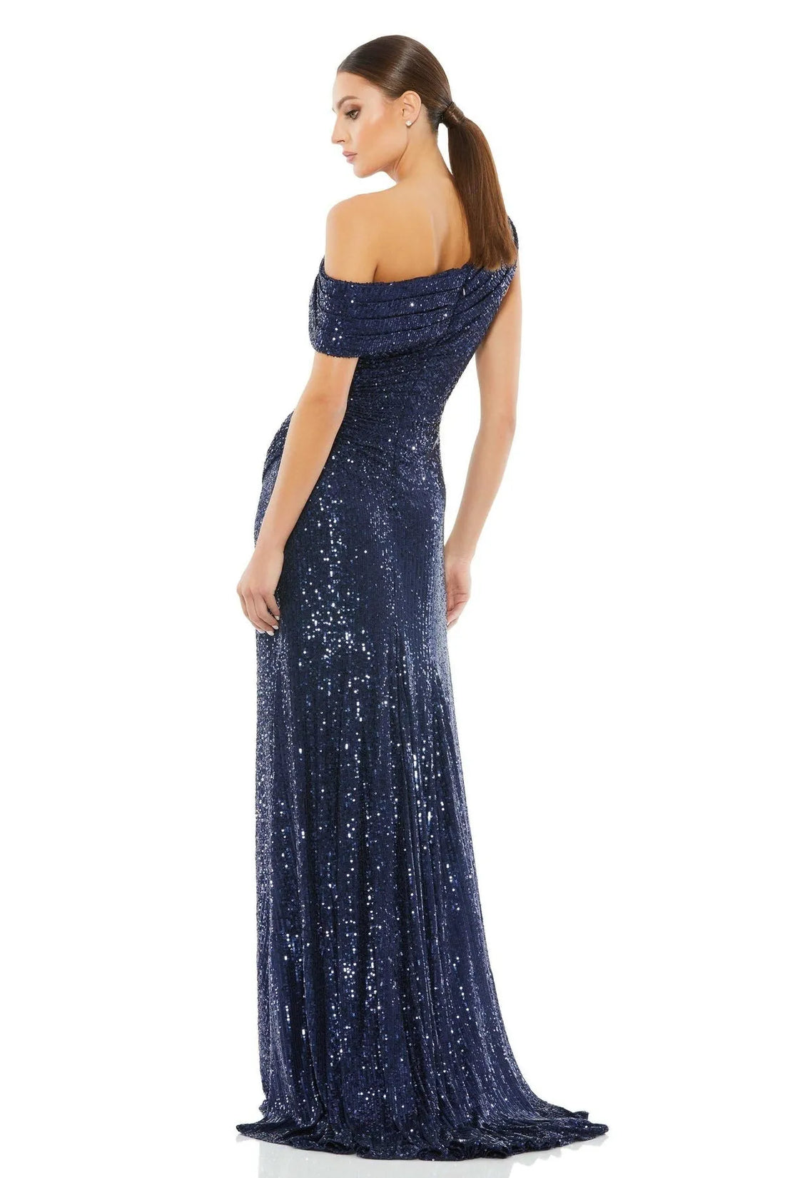 Sequin Cross-Neck Split Evening Dress