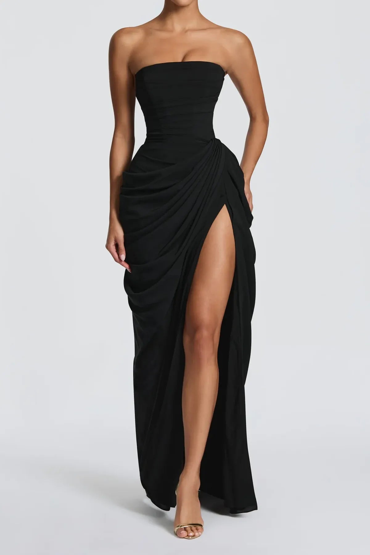 Sleeveless Lace Up Evening Dress