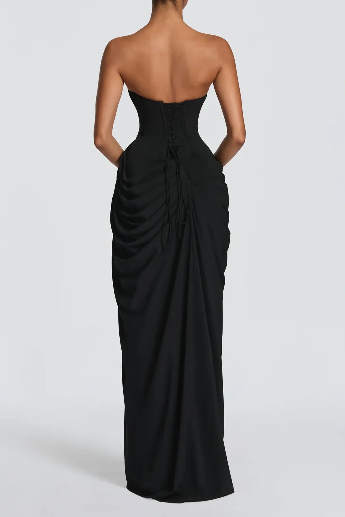 Sleeveless Lace Up Evening Dress
