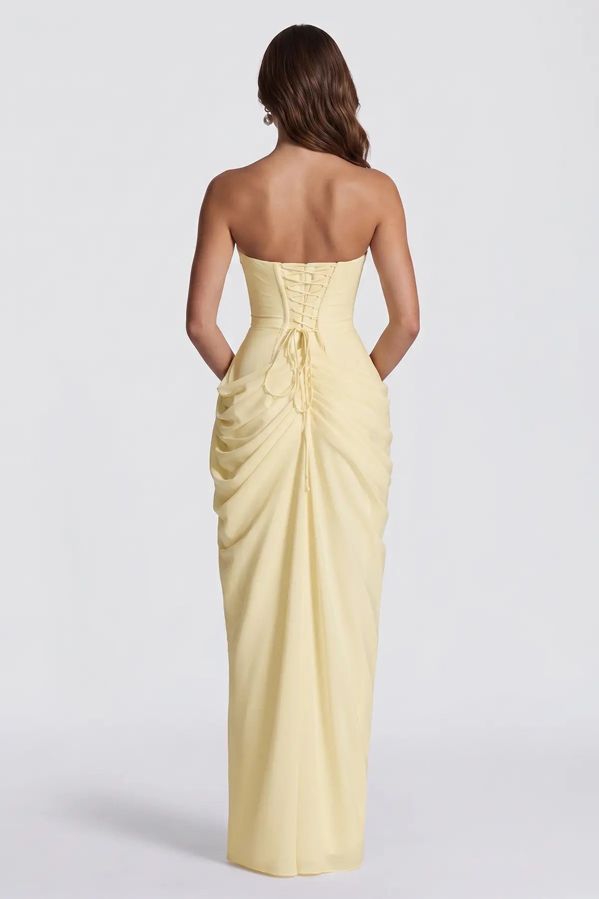 Sleeveless Lace Up Evening Dress