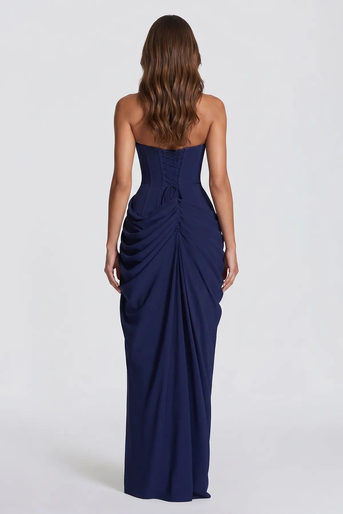 Sleeveless Lace Up Evening Dress