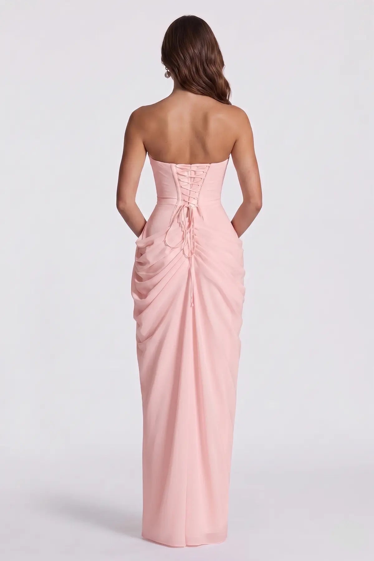 Sleeveless Lace Up Evening Dress