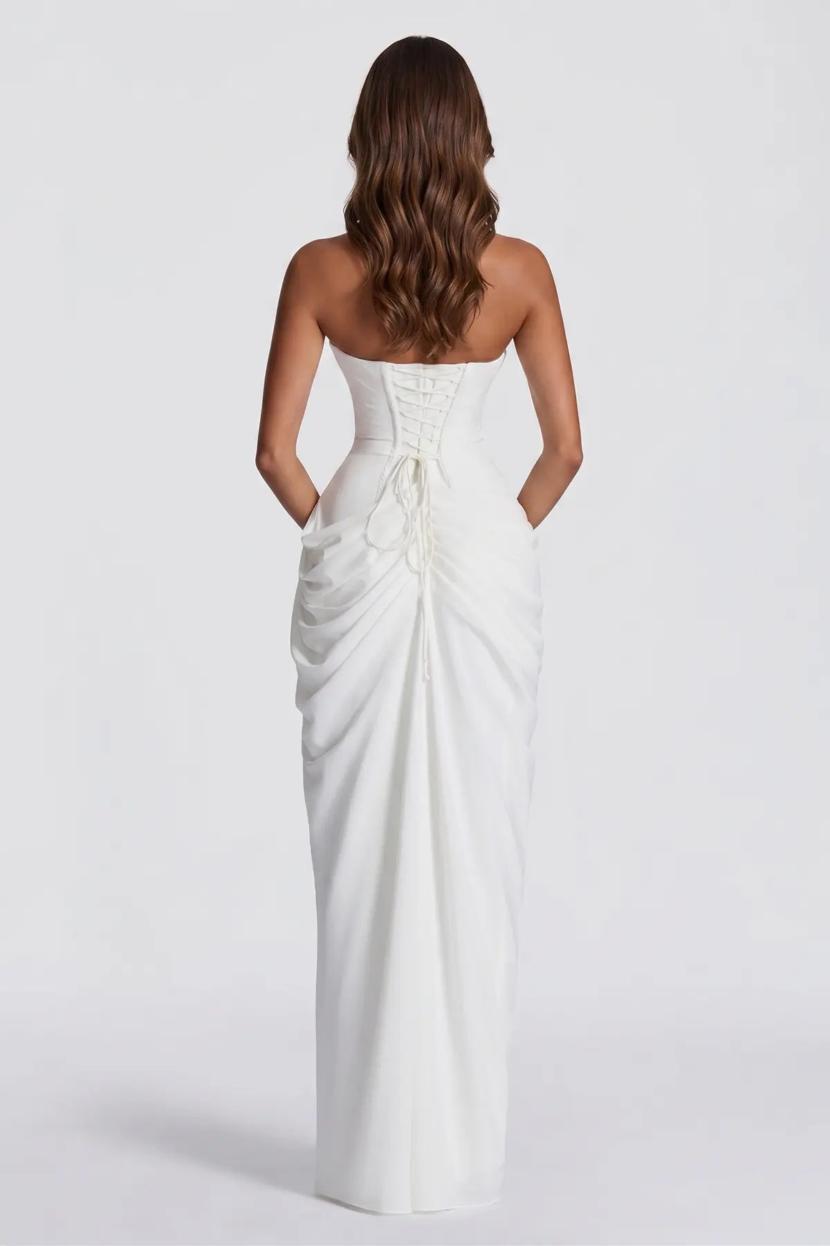Sleeveless Lace Up Evening Dress