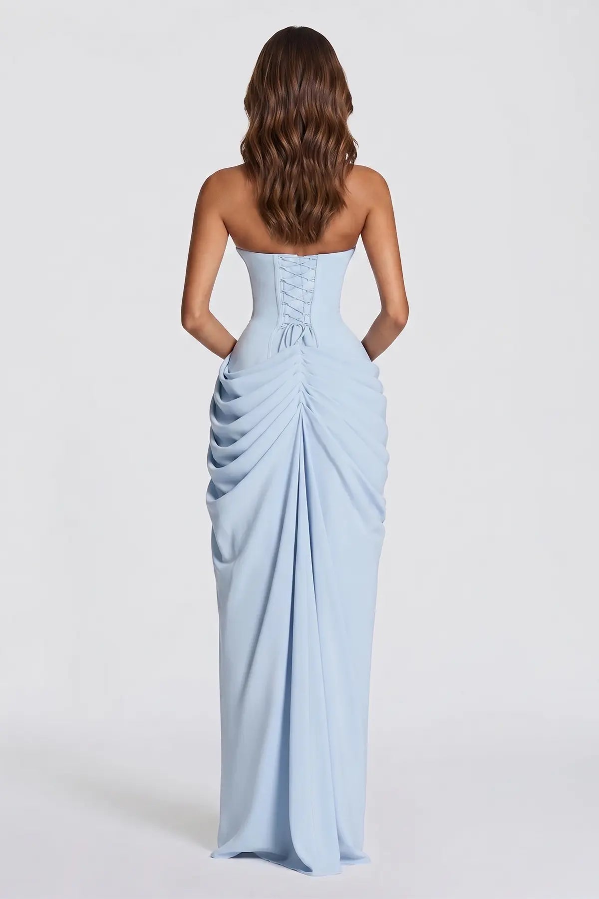 Sleeveless Lace Up Evening Dress