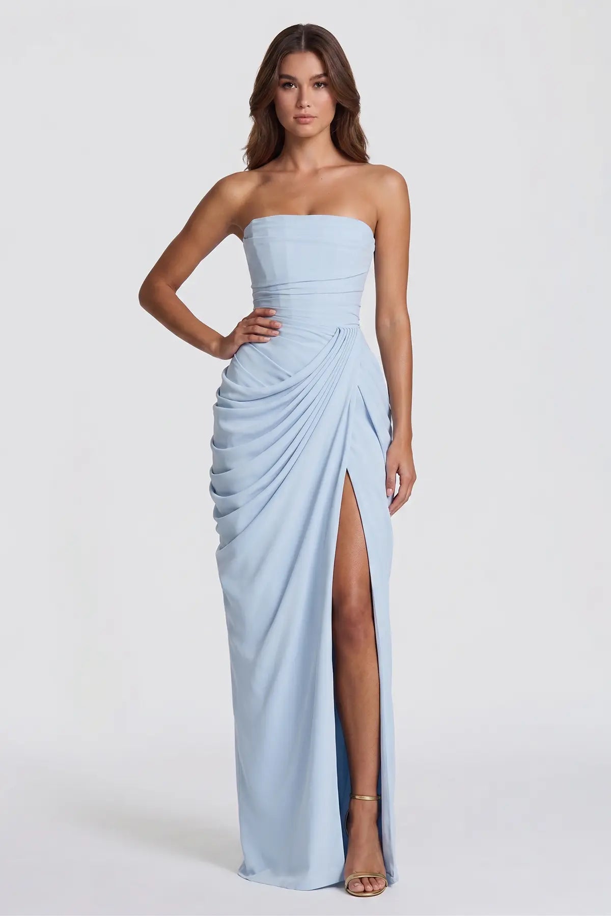 Sleeveless Lace Up Evening Dress