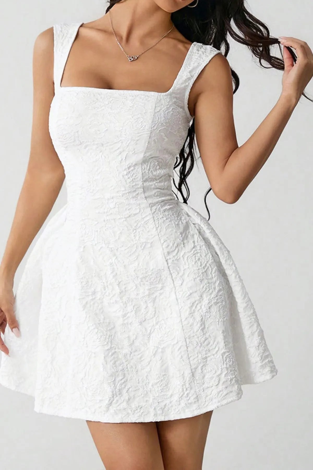 Square Neck Puff Mini Dress