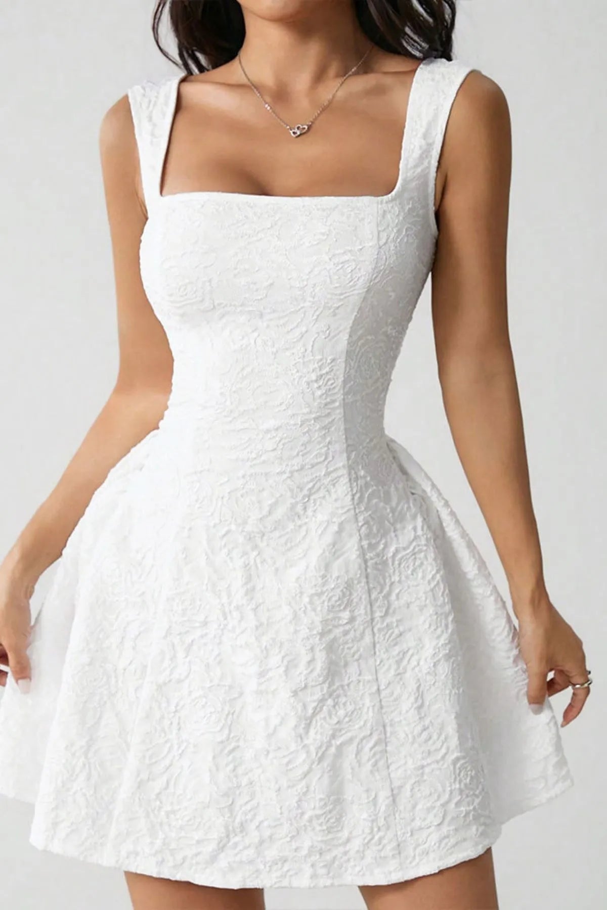 Square Neck Puff Mini Dress