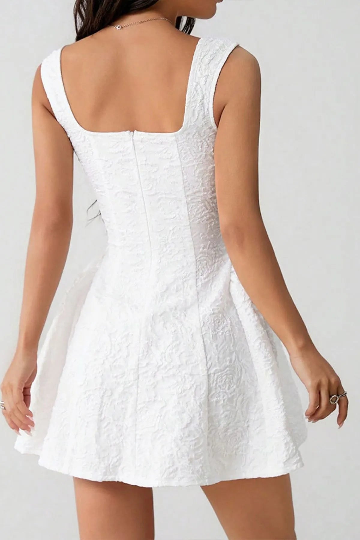 Square Neck Puff Mini Dress