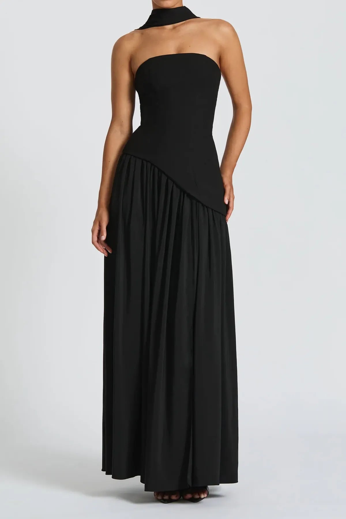 Strapless Split Thigh Maxi Evening Dress