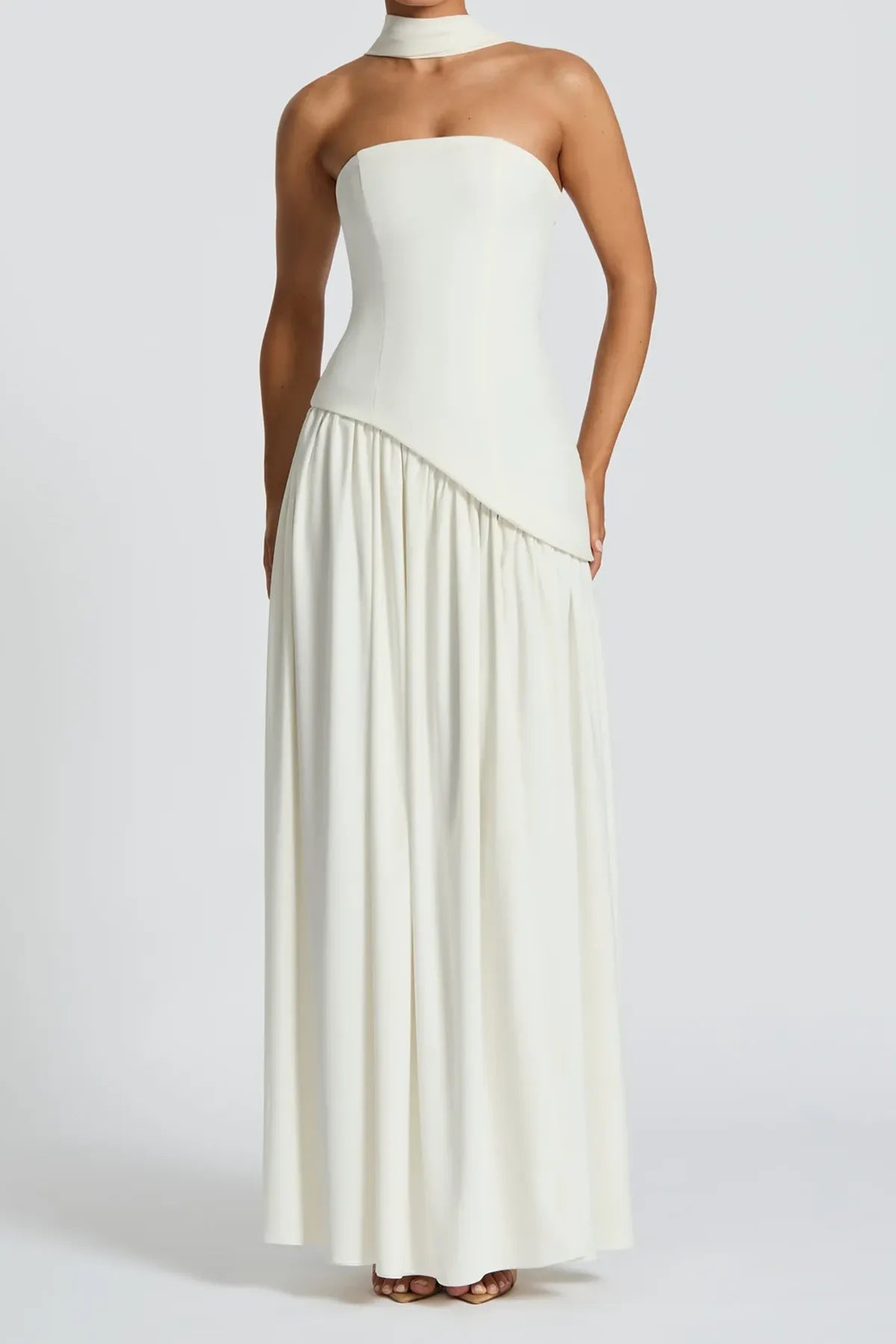 Strapless Split Thigh Maxi Evening Dress