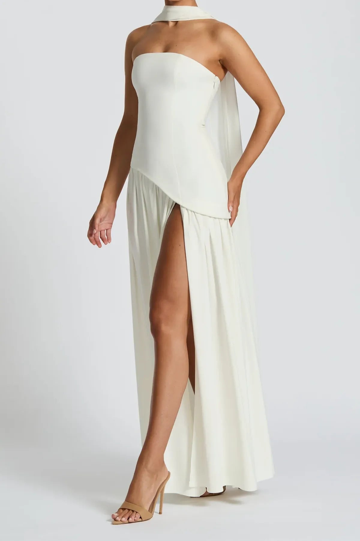 Strapless Split Thigh Maxi Evening Dress