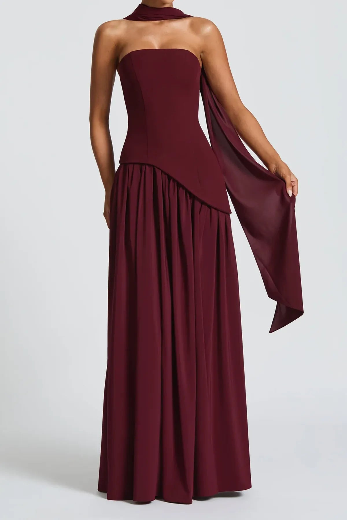 Strapless Split Thigh Maxi Evening Dress