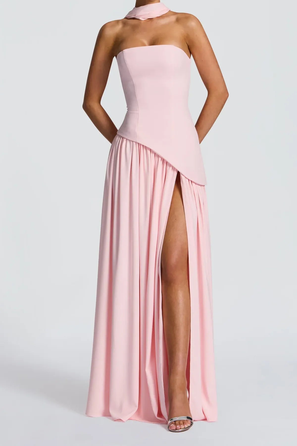 Strapless Split Thigh Maxi Evening Dress