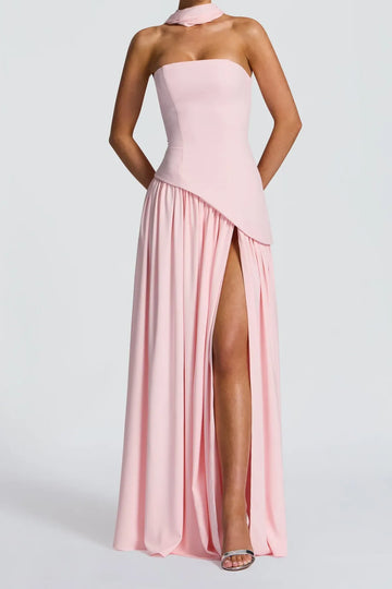 Strapless Split Thigh Maxi Evening Dress