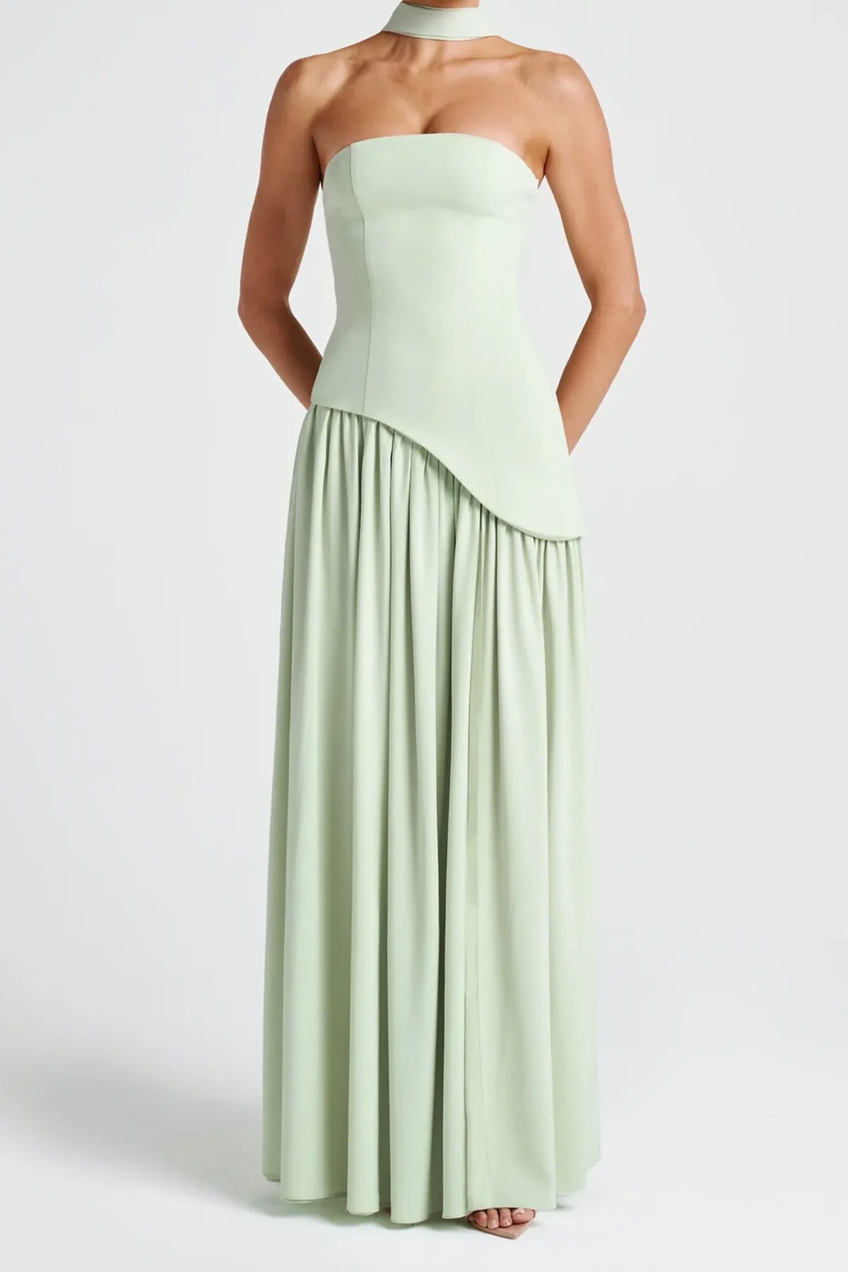 Strapless Split Thigh Maxi Evening Dress
