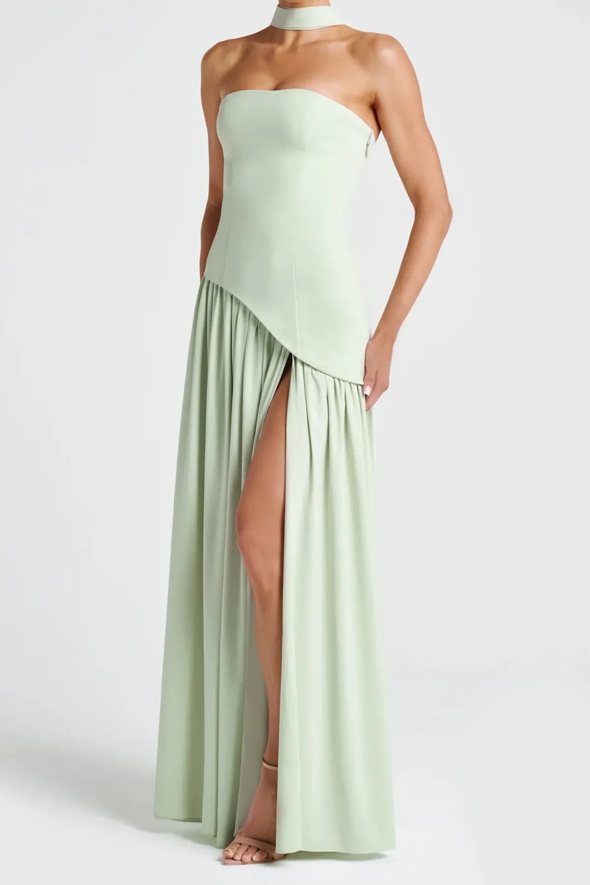 Strapless Split Thigh Maxi Evening Dress