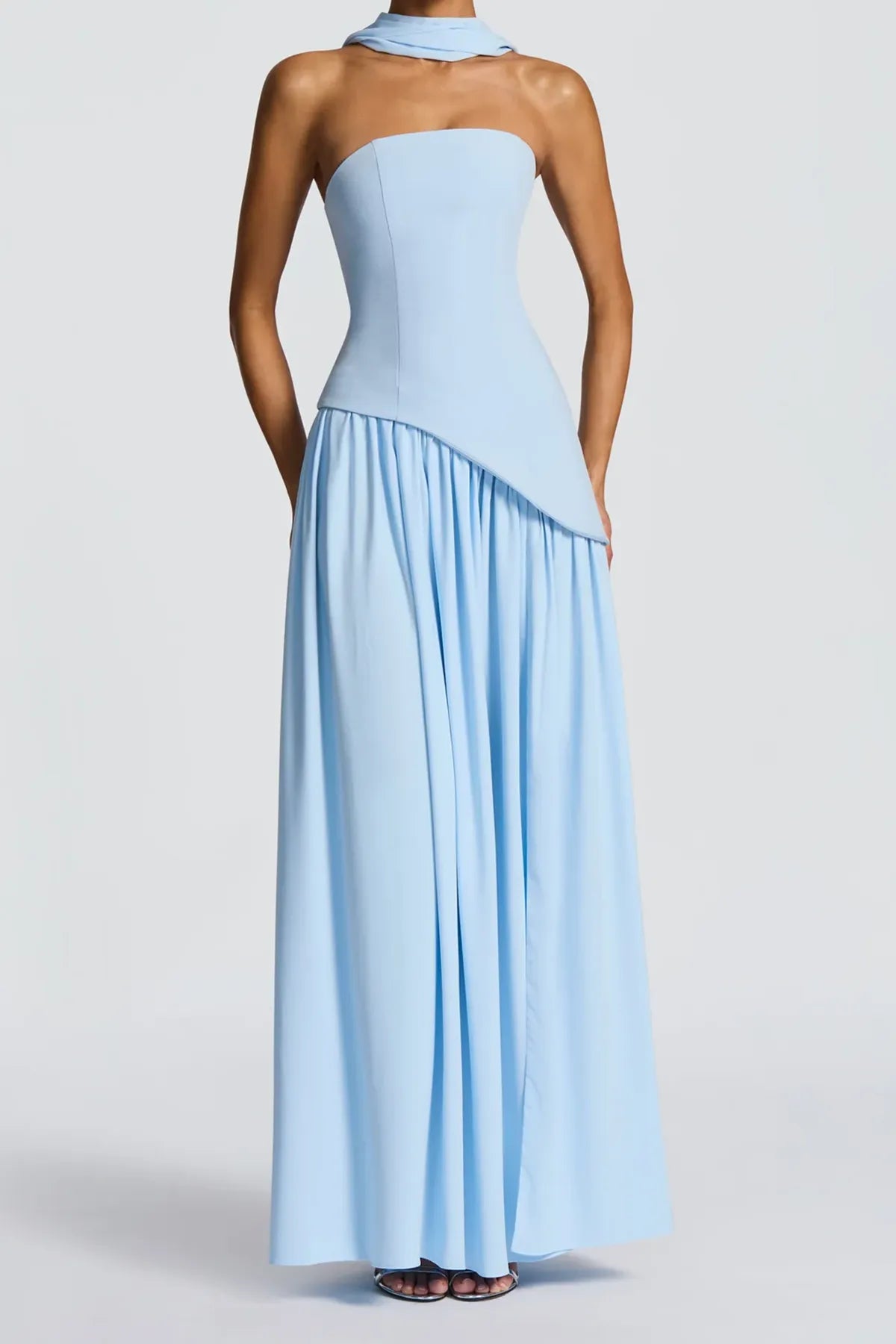 Strapless Split Thigh Maxi Evening Dress