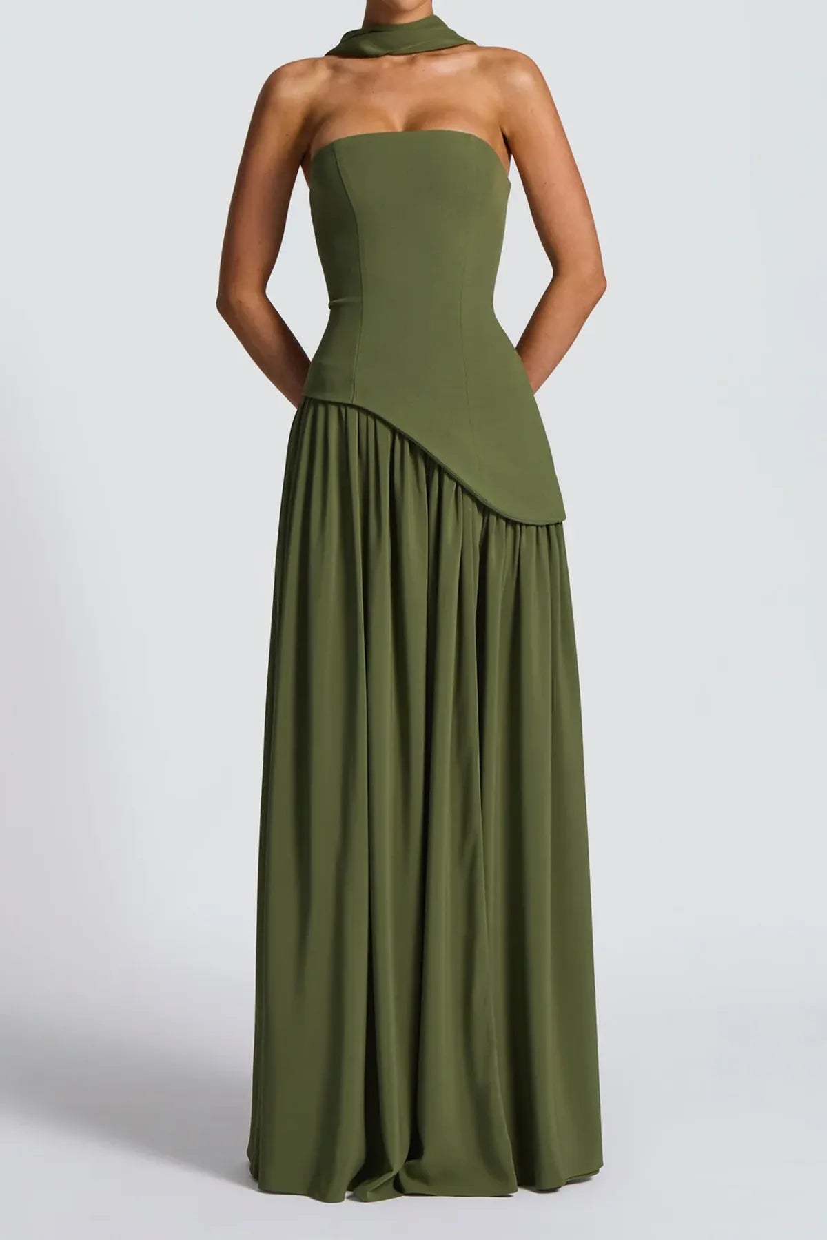 Strapless Split Thigh Maxi Evening Dress