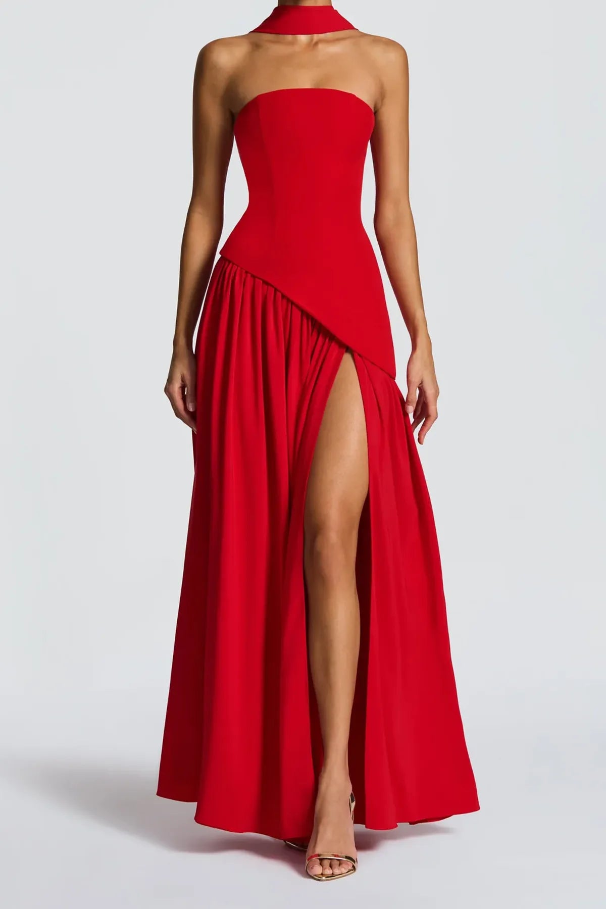 Strapless Split Thigh Maxi Evening Dress