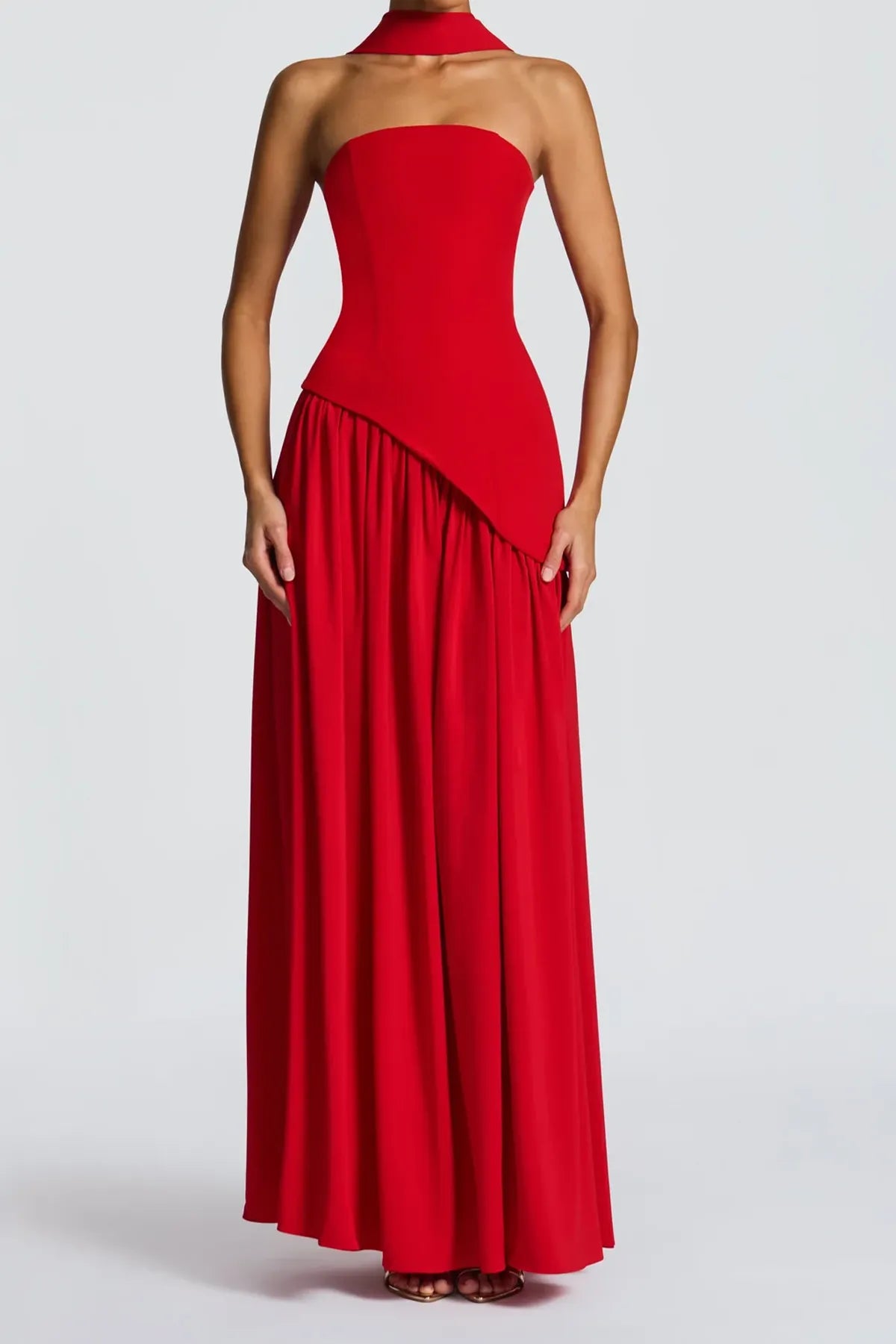 Strapless Split Thigh Maxi Evening Dress