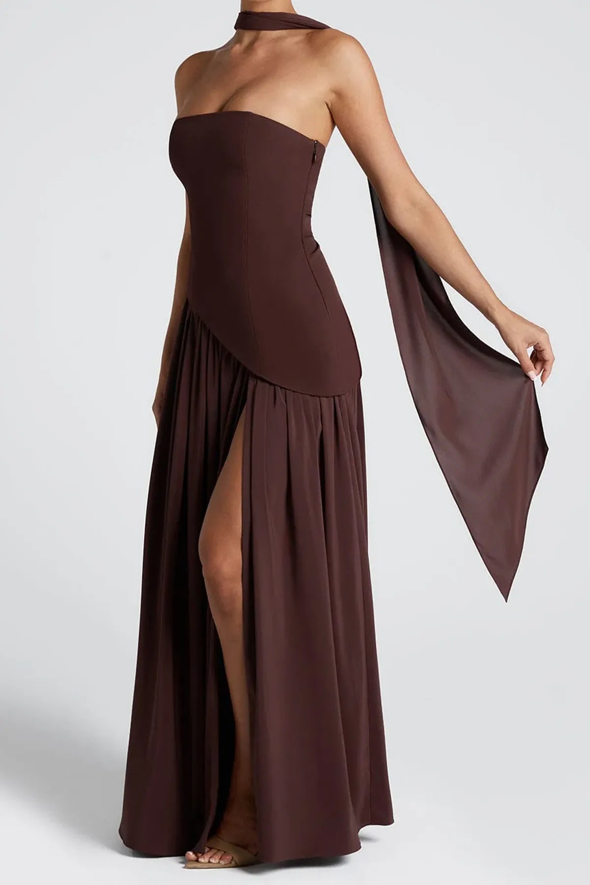 Strapless Split Thigh Maxi Evening Dress