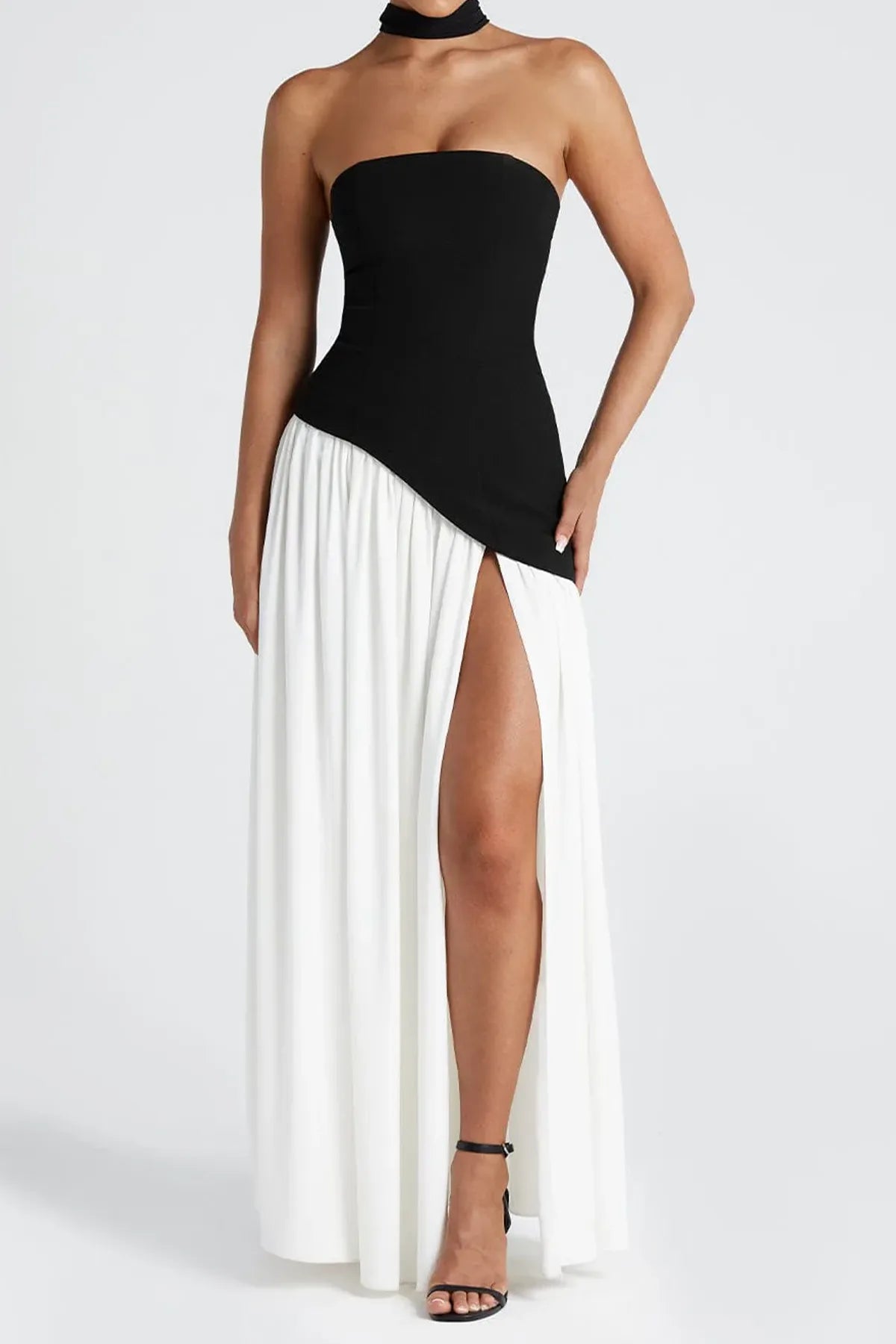 Strapless Split Thigh Maxi Evening Dress