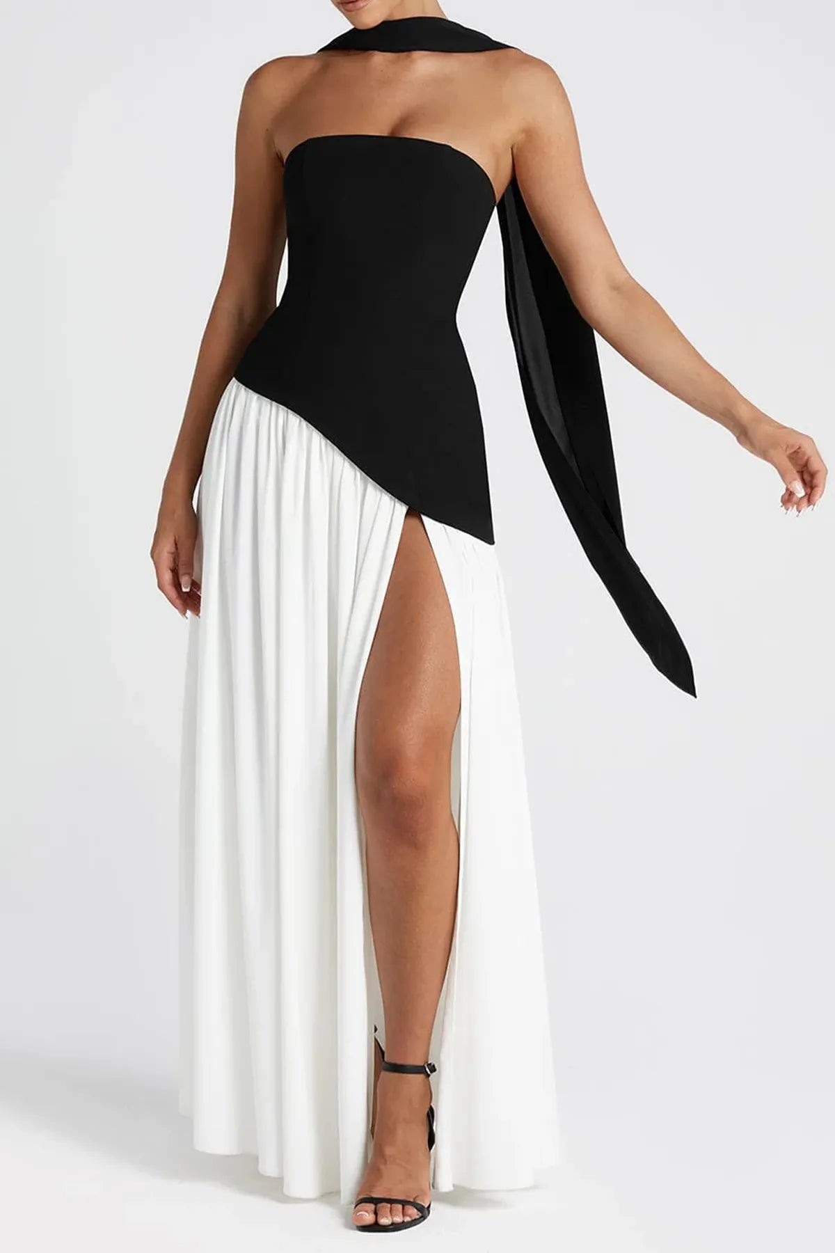 Strapless Split Thigh Maxi Evening Dress