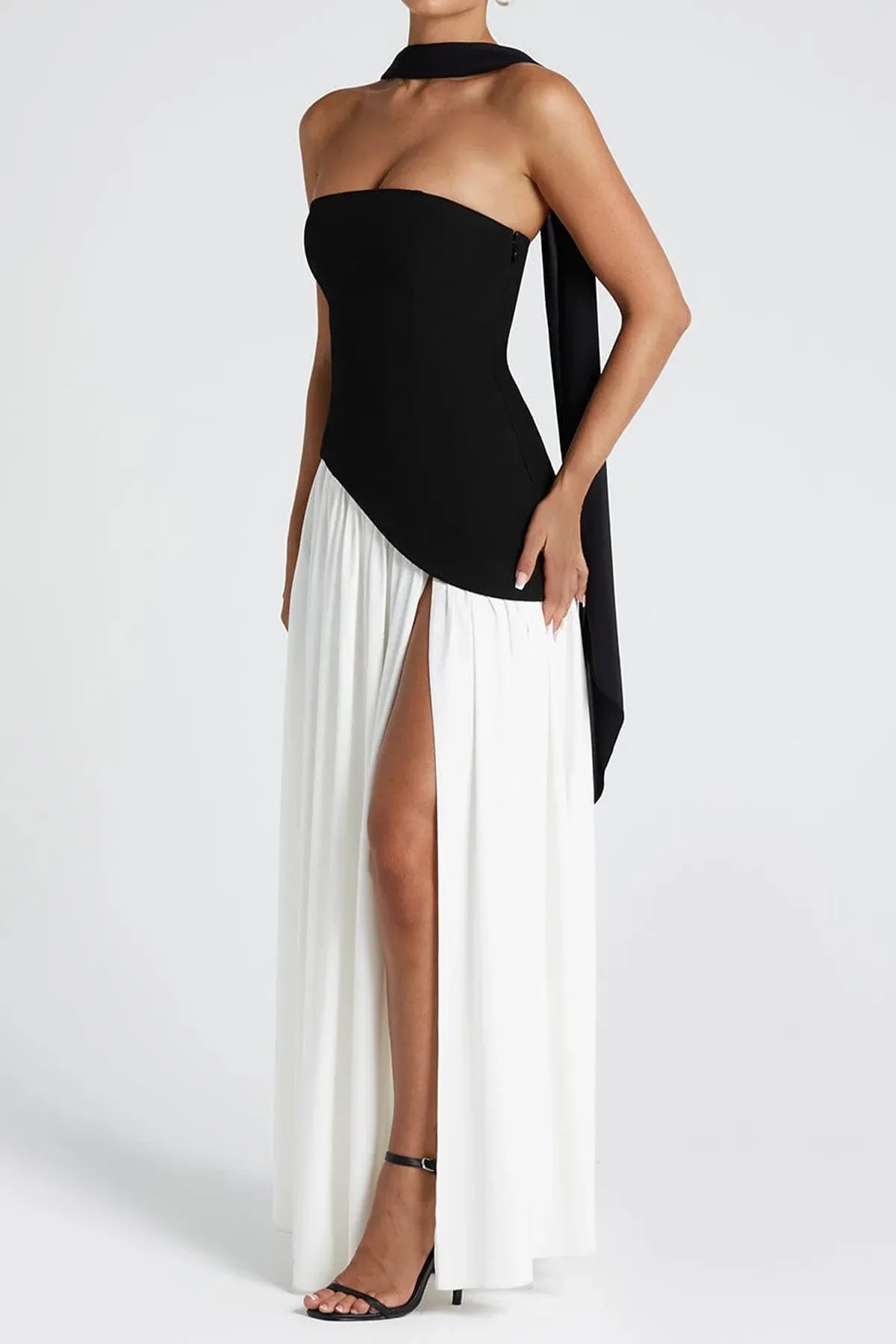 Strapless Split Thigh Maxi Evening Dress
