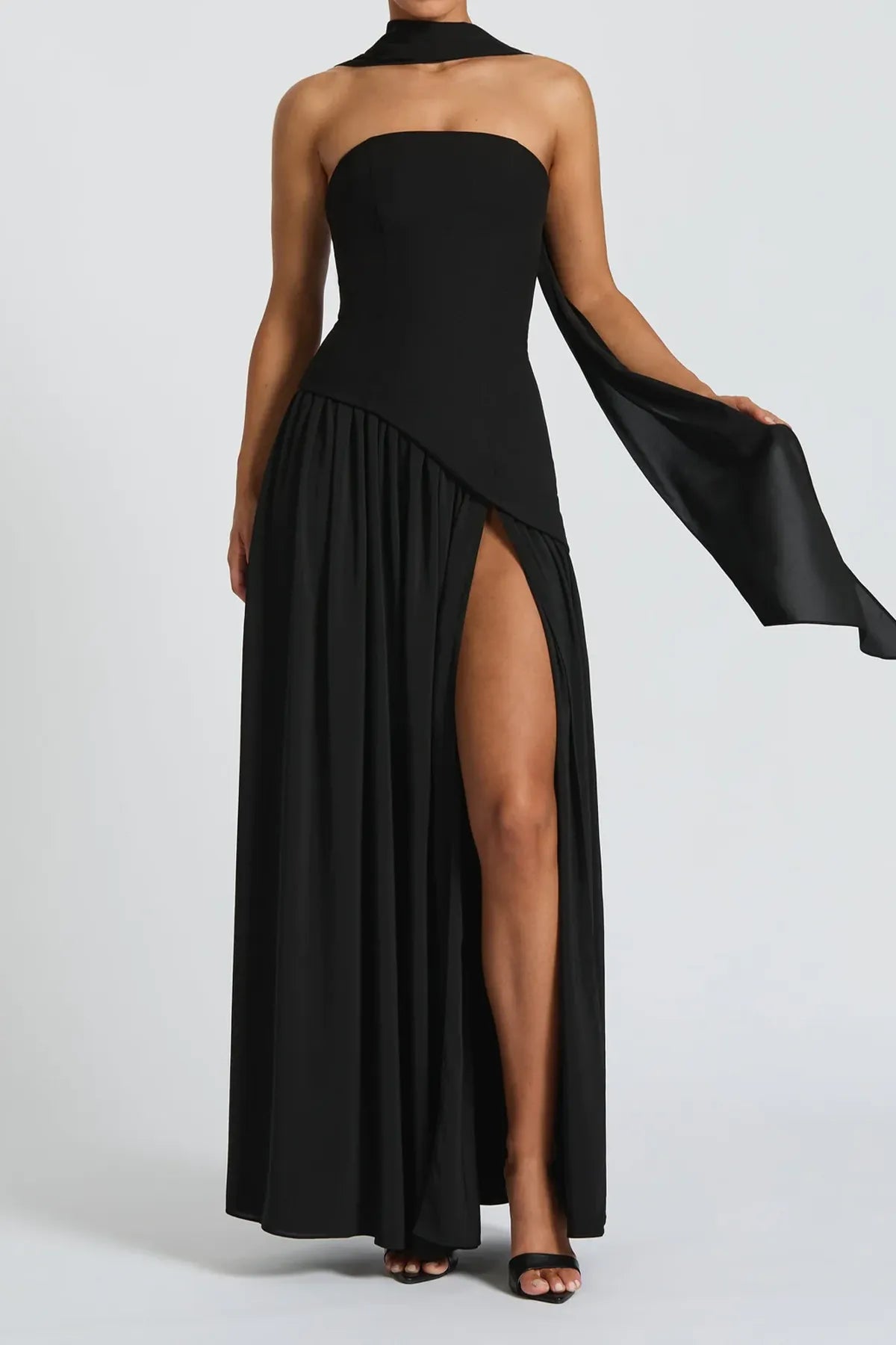 Strapless Split Thigh Maxi Evening Dress