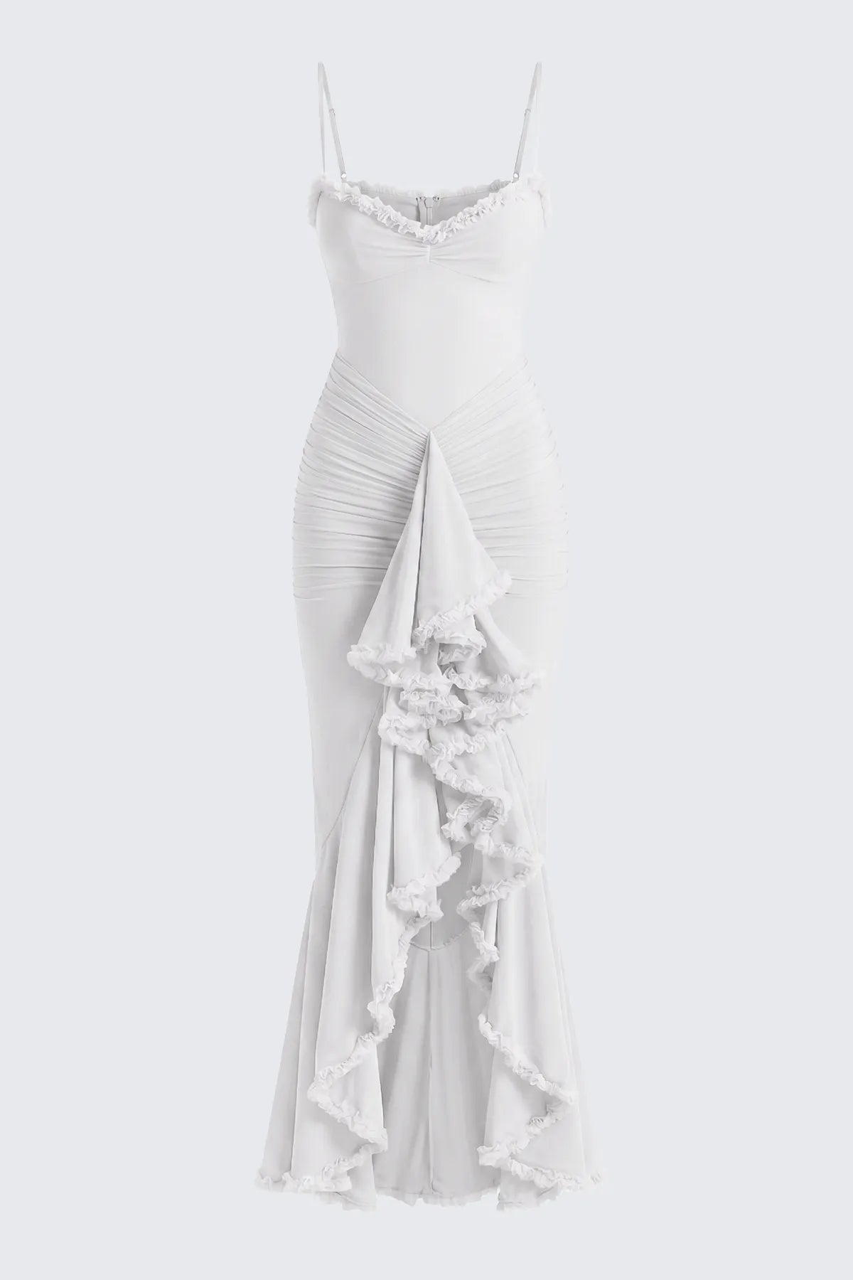 Strappy Ruched High-Low Evening Dress