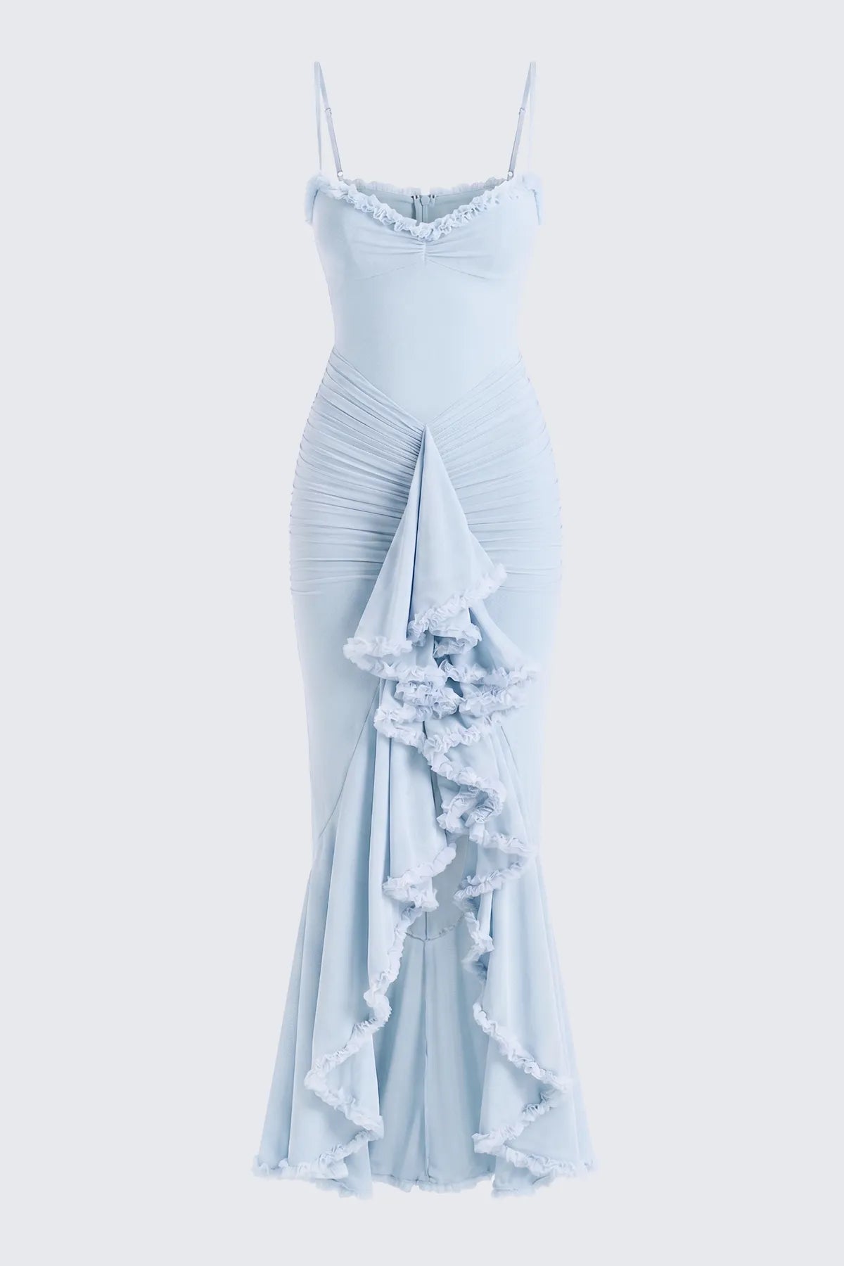 Strappy Ruched High-Low Evening Dress